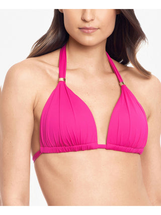 Ralph Lauren Feminino Elástico Amarrado Copas Fixas Decote V Profundo Ajustável Praia Maiô Top Rosa Tamanho 10