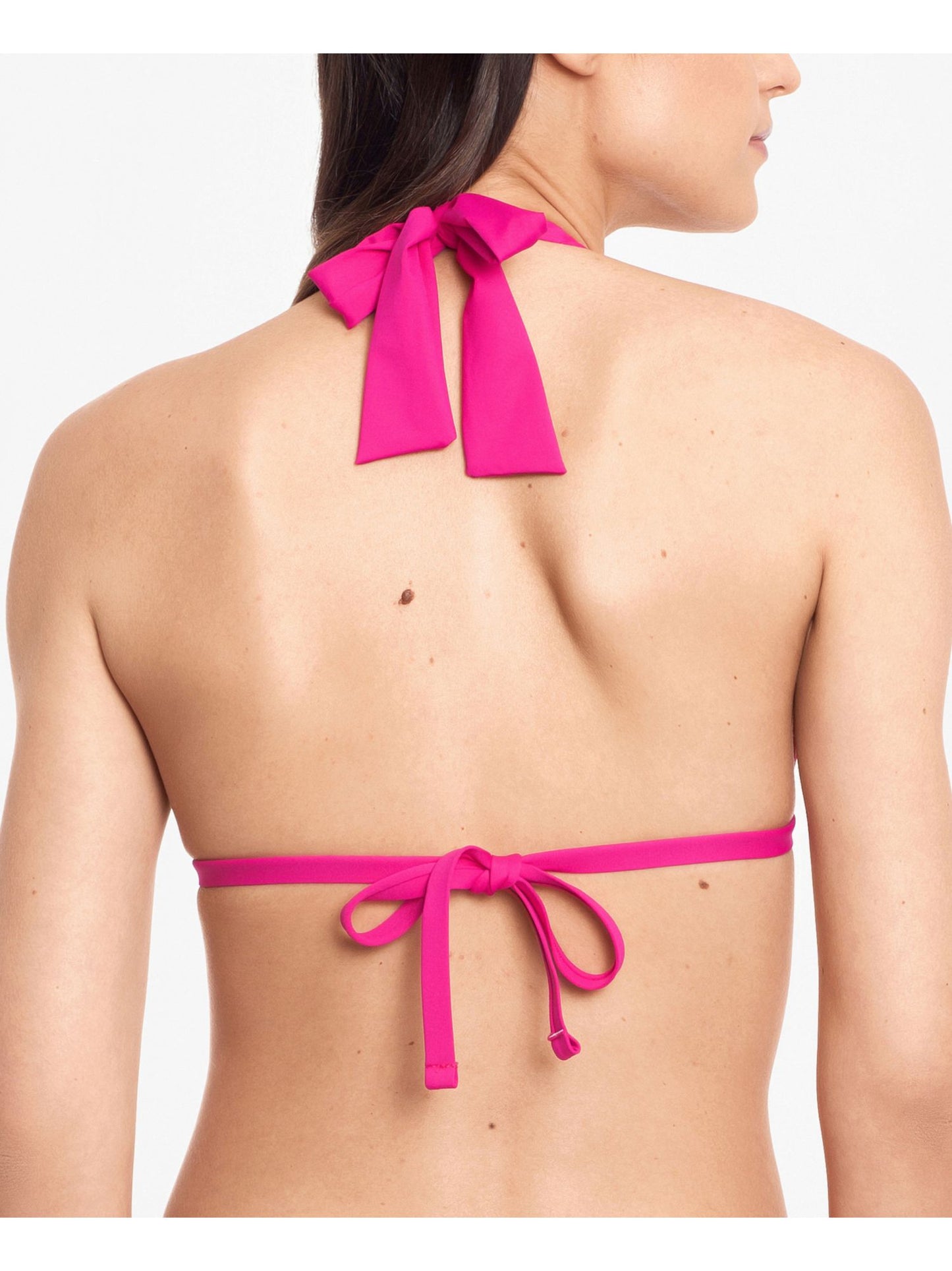 Ralph Lauren Feminino Elástico Amarrado Copas Fixas Decote V Profundo Ajustável Praia Maiô Top Rosa Tamanho 10