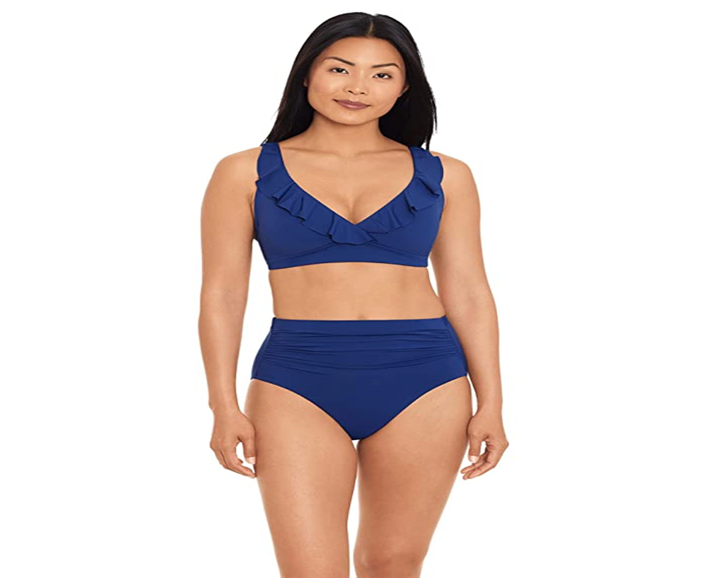 Sutiã Ralph Lauren Beach Club Feminino com aro e babados, tamanho 10, azul