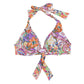 Top de banho feminino Ralph Lauren com estampa Paisley Majestic e bojo moldado, torcido, branco, tamanho 10