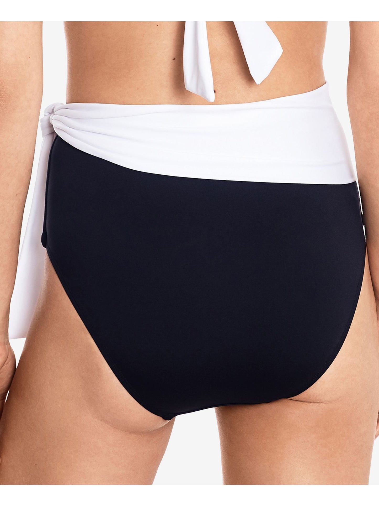 Calcinha de biquíni Ralph Lauren Bel Air cintura alta com faixa preta tamanho 4