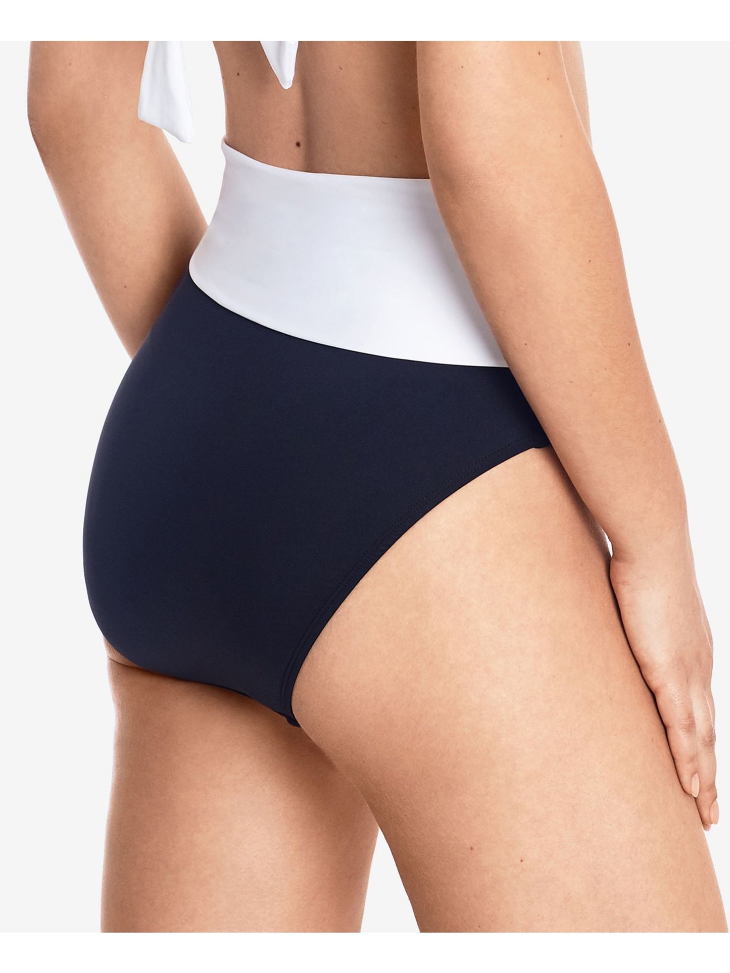 Calcinha de biquíni Ralph Lauren Bel Air cintura alta com faixa preta tamanho 4