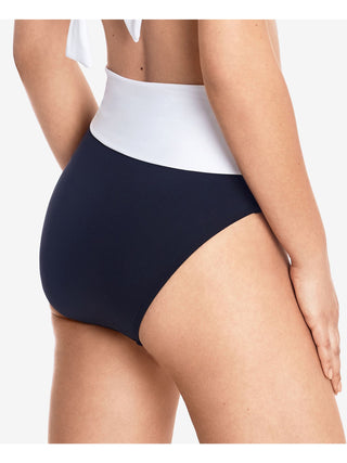 Calcinha de biquíni Ralph Lauren Bel Air cintura alta com faixa preta tamanho 4