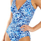 Ralph Lauren Bias Tribal Ikat Ots Maiô Feminino com Aro Azul Tamanho 12