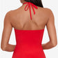 Maiô feminino com aro e estampa tribal Ikat Ots da Lauren Ralph Lauren, vermelho, tamanho 14