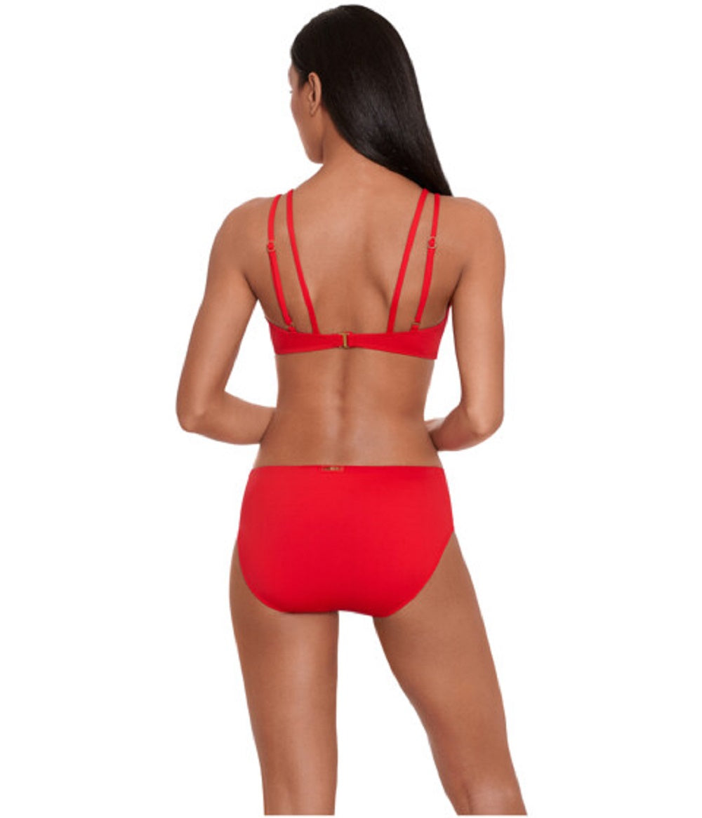 Calça Ralph Lauren Beach Club Feminina Solid Cintura Média Frente em V Vermelha Tamanho 10