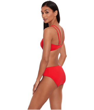 Calça Ralph Lauren Beach Club Feminina Solid Cintura Média Frente em V Vermelha Tamanho 10