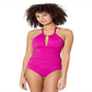 Ralph Lauren Beach Club Feminino Sólido Gola Alta Macacão Rosa Tamanho 12
