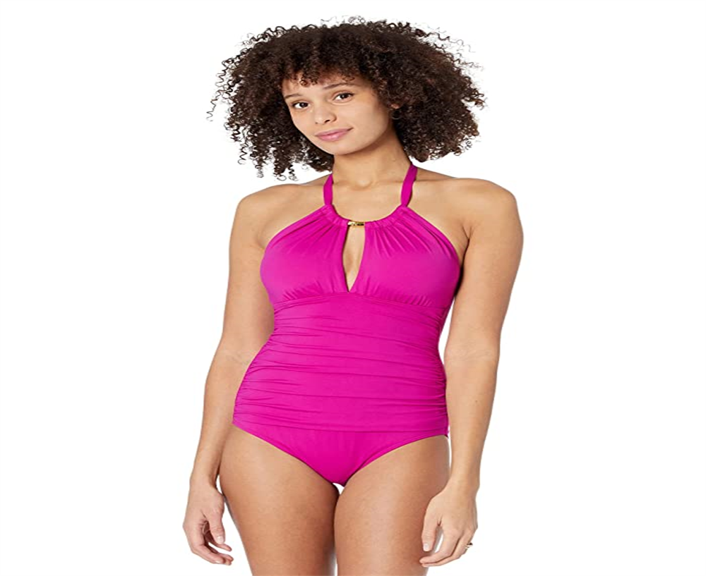 Ralph Lauren Beach Club Feminino Sólido Gola Alta Macacão Rosa Tamanho 12