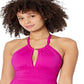 Ralph Lauren Beach Club Feminino Sólido Gola Alta Macacão Rosa Tamanho 12