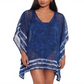Túnica de praia Ralph Lauren Shoreline feminina de chiffon, azul, tamanho pequeno
