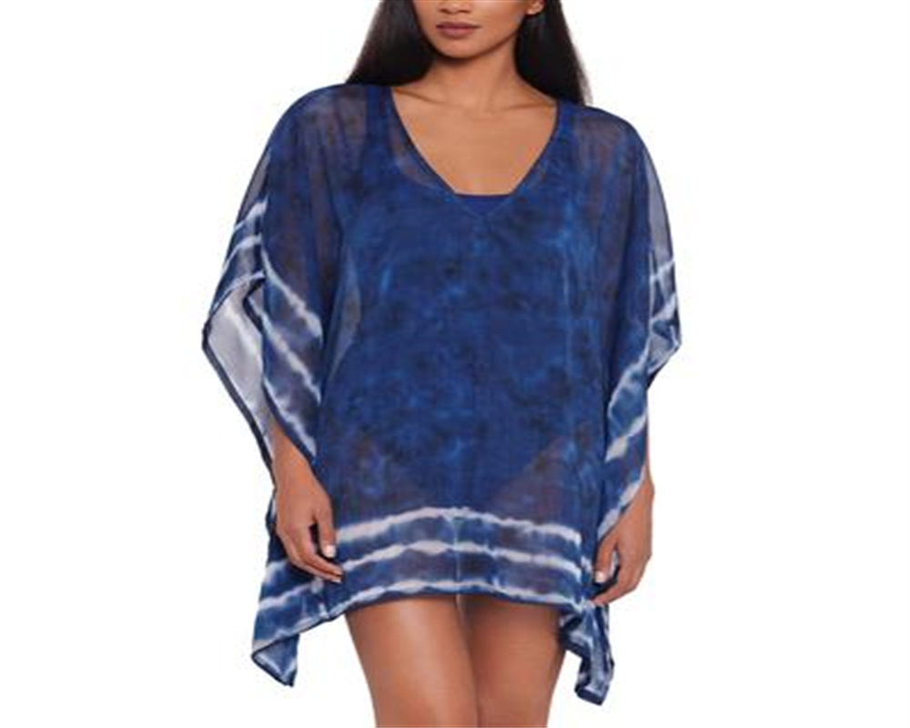 Túnica de praia Ralph Lauren Shoreline feminina de chiffon, azul, tamanho pequeno