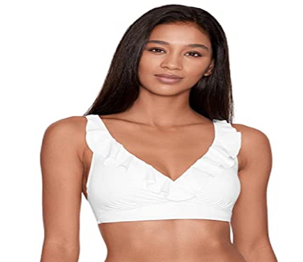 Sutiã Ralph Lauren Beach Club Feminino com aro e babados, tamanho 4, branco