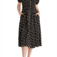 Vestido de algodão misto com decote quadrado e franzido Madewell em preto verdadeiro floral tamanho grande