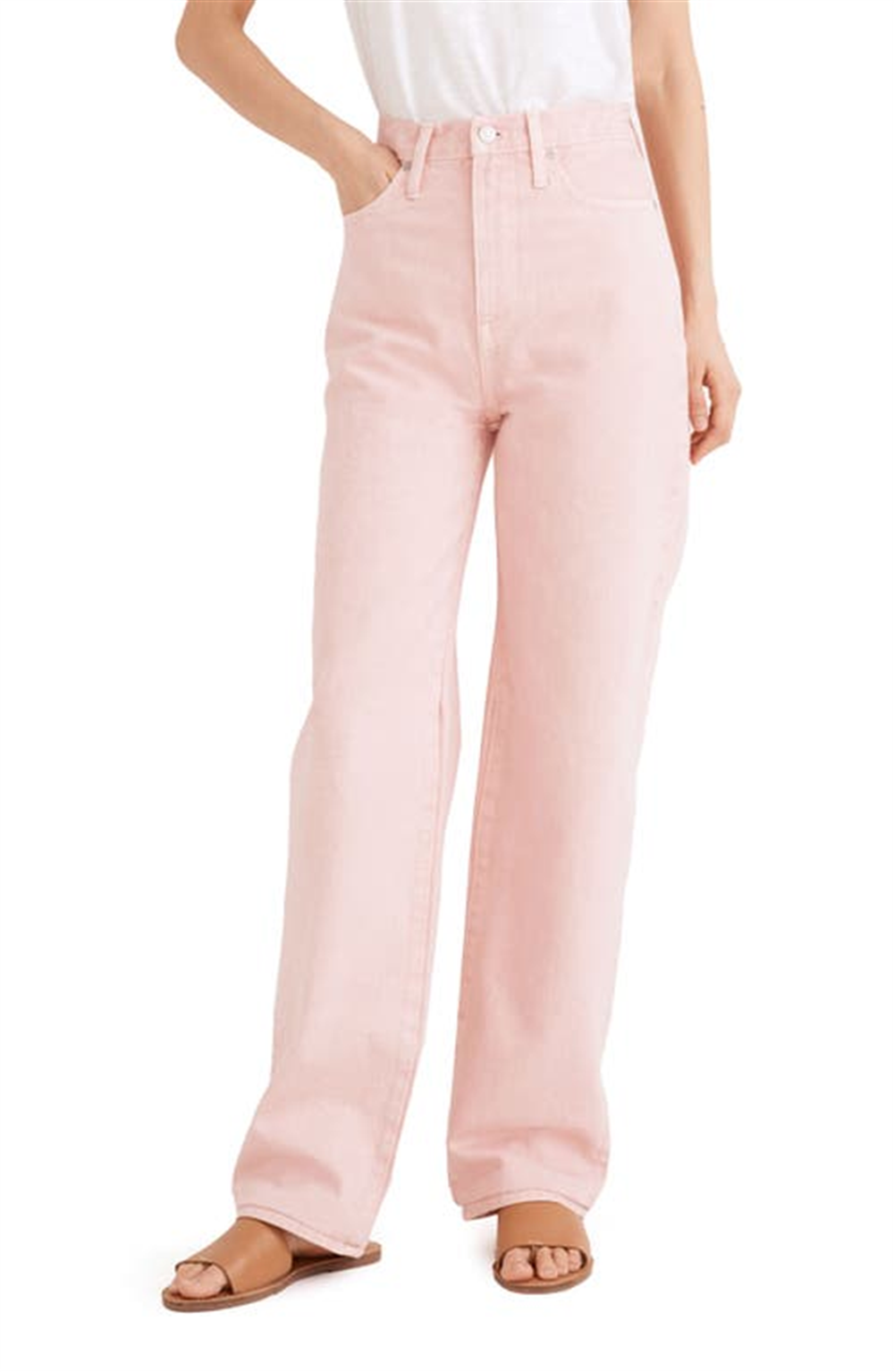Calça jeans reta larga Madewell rosa outono tamanho 29