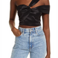 Top curto de cetim preto Lulus Party Queen tamanho XS