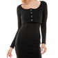Vestido Cardigan de Malha Bodycon Ultra Flirt Junior Preto Tamanho Grande