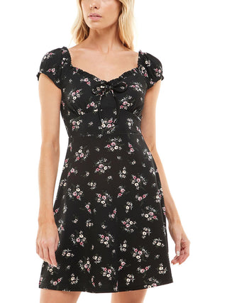 Vestido curto estampado floral Ultra Flirt Junior, preto, tamanho grande