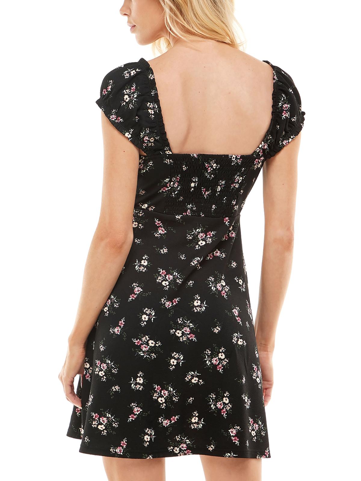 Vestido curto estampado floral Ultra Flirt Junior, preto, tamanho grande
