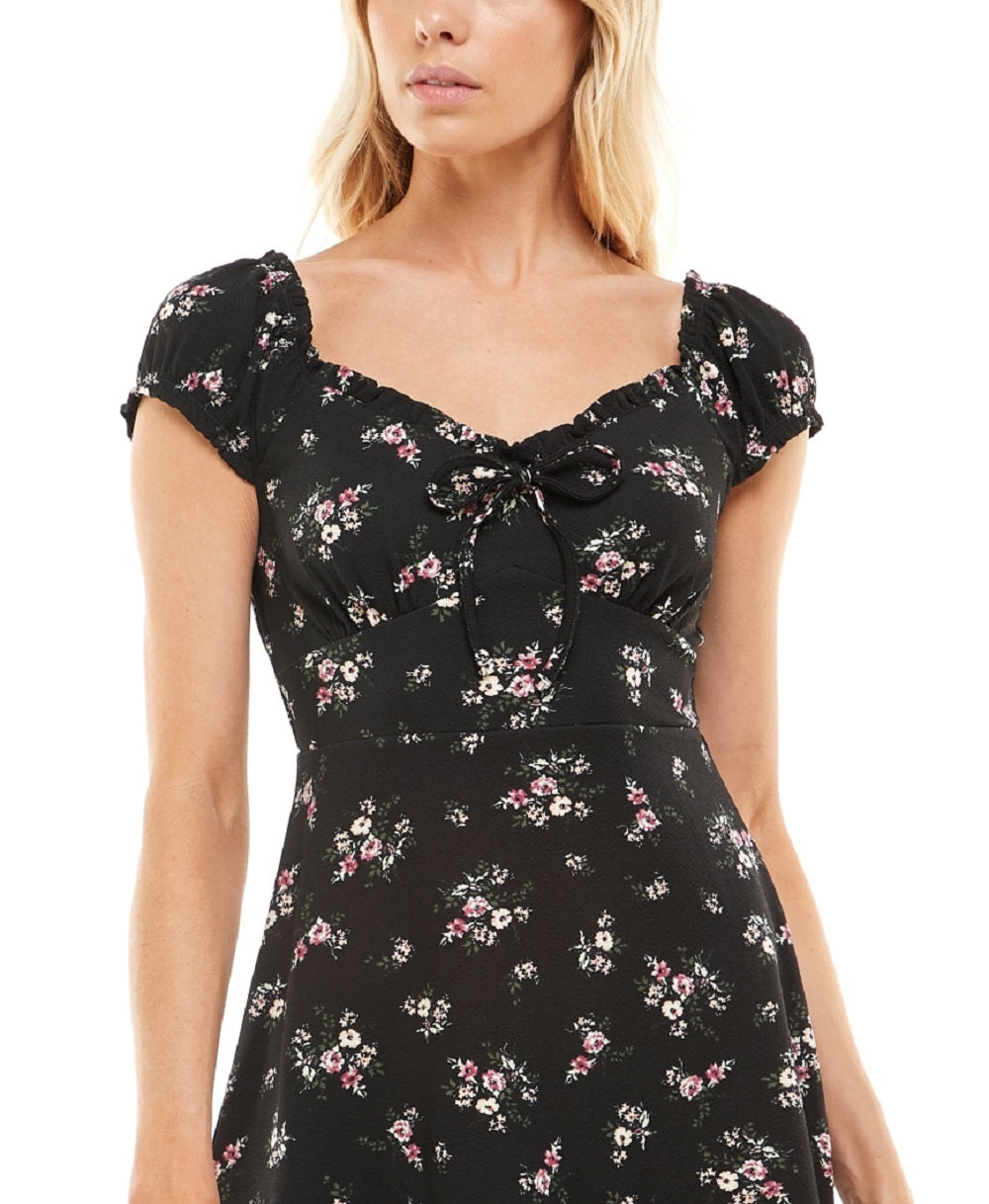 Vestido curto estampado floral Ultra Flirt Junior, preto, tamanho grande