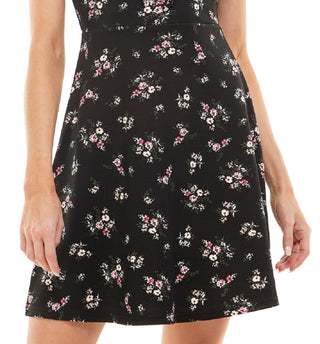 Vestido curto com estampa floral Ultra Flirt Junior, preto, tamanho pequeno