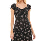 Vestido curto com estampa floral Ultra Flirt Junior, preto, tamanho pequeno