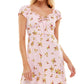 Vestido curto com estampa floral Ultra Flirt Junior, rosa, tamanho médio