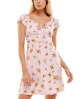 Vestido curto com estampa floral Ultra Flirt Junior, rosa, tamanho X-S