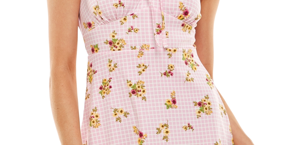 Vestido curto com estampa floral Ultra Flirt Junior, rosa, tamanho X-S