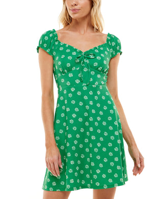 Vestido curto com estampa floral Ultra Flirt Junior, verde, tamanho médio