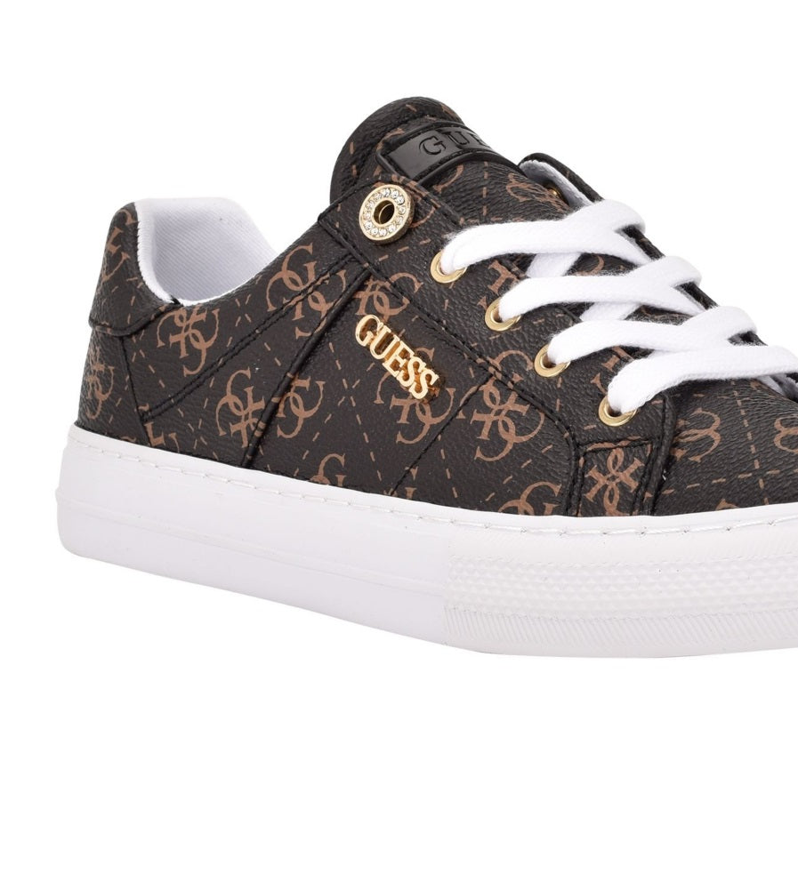 Tênis casual feminino GUESS Loven com cadarço, marrom, tamanho 9 M