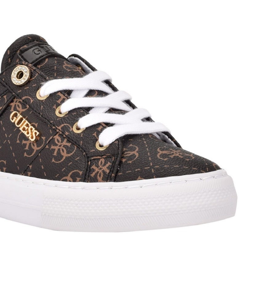 Tênis casual feminino GUESS Loven com cadarço, marrom, tamanho 9 M