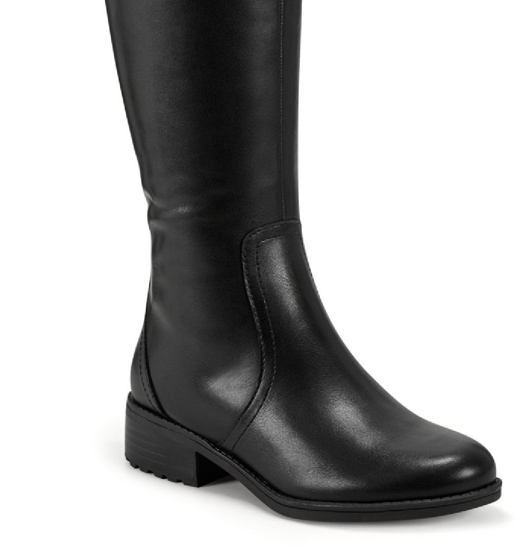 Botas de montaria femininas Easy Spirit Rhonda Regular Calf, pretas, tamanho 8,5 M