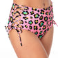 Biquíni feminino de cintura alta com renda lateral California Waves, rosa