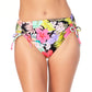 Biquíni California Waves Junior com estampa floral e cintura alta, preto e multicolorido