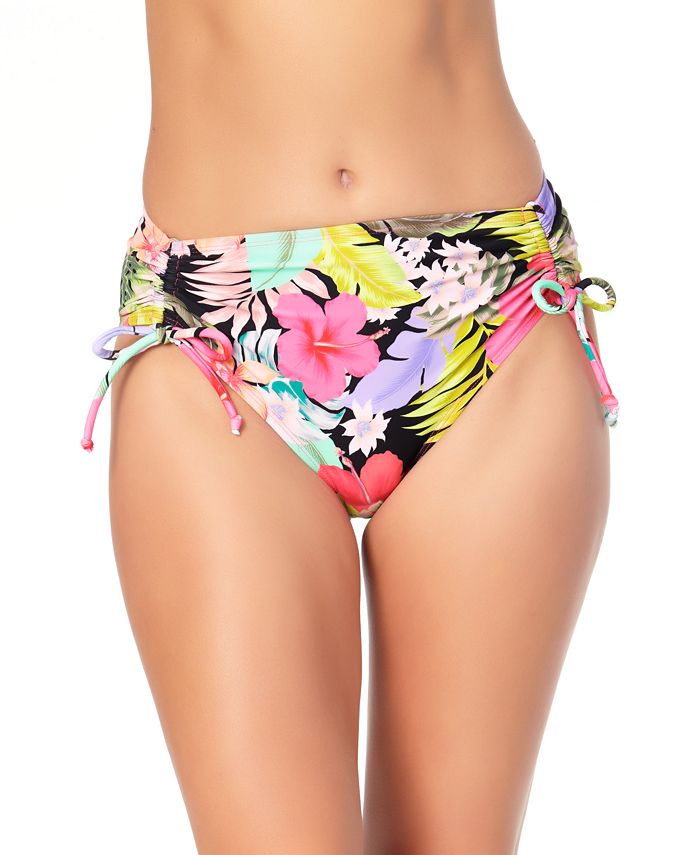Biquíni California Waves Junior com estampa floral e cintura alta, preto e multicolorido