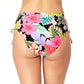 Biquíni California Waves Junior com estampa floral e cintura alta, preto e multicolorido