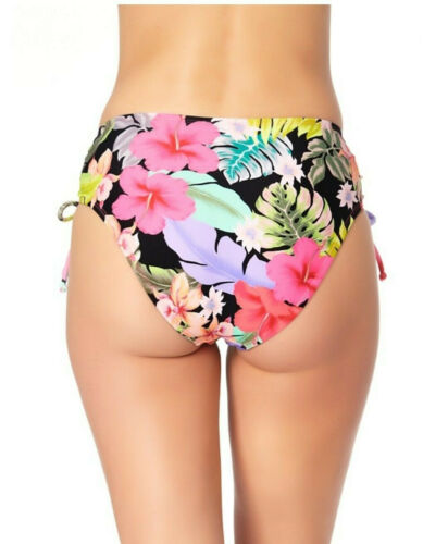 Biquíni California Waves Junior com estampa floral e cintura alta, preto e multicolorido