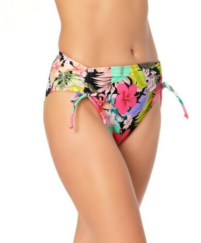 Biquíni California Waves Junior com estampa floral e cintura alta, preto e multicolorido