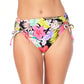 Biquíni California Waves Junior com estampa floral e cintura alta, preto e multicolorido