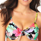 Top de biquíni com estampa floral California Waves Junior, preto, tamanho médio