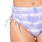 Calcinha de biquíni feminina California Waves Junior Tie-Dyed cintura alta roxa tamanho médio