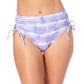 Calcinha de biquíni feminina California Waves Junior Tie-Dyed cintura alta roxa tamanho médio