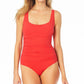 Maiô feminino Anne Cole com decote quadrado, vermelho, tamanho 16