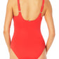Maiô feminino Anne Cole com decote quadrado, vermelho, tamanho 16