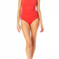 Maiô feminino Anne Cole com decote quadrado, vermelho, tamanho 16