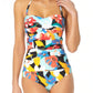 Anne Cole Maiô Feminino Multi Twist Front Franzido Bandeau One Piece Multicolorido Tamanho 6