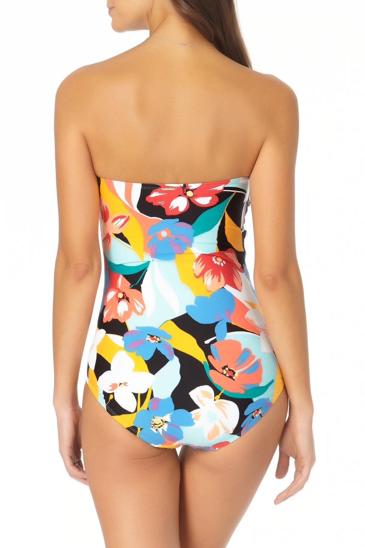 Anne Cole Maiô Feminino Multi Twist Front Franzido Bandeau One Piece Multicolorido Tamanho 6