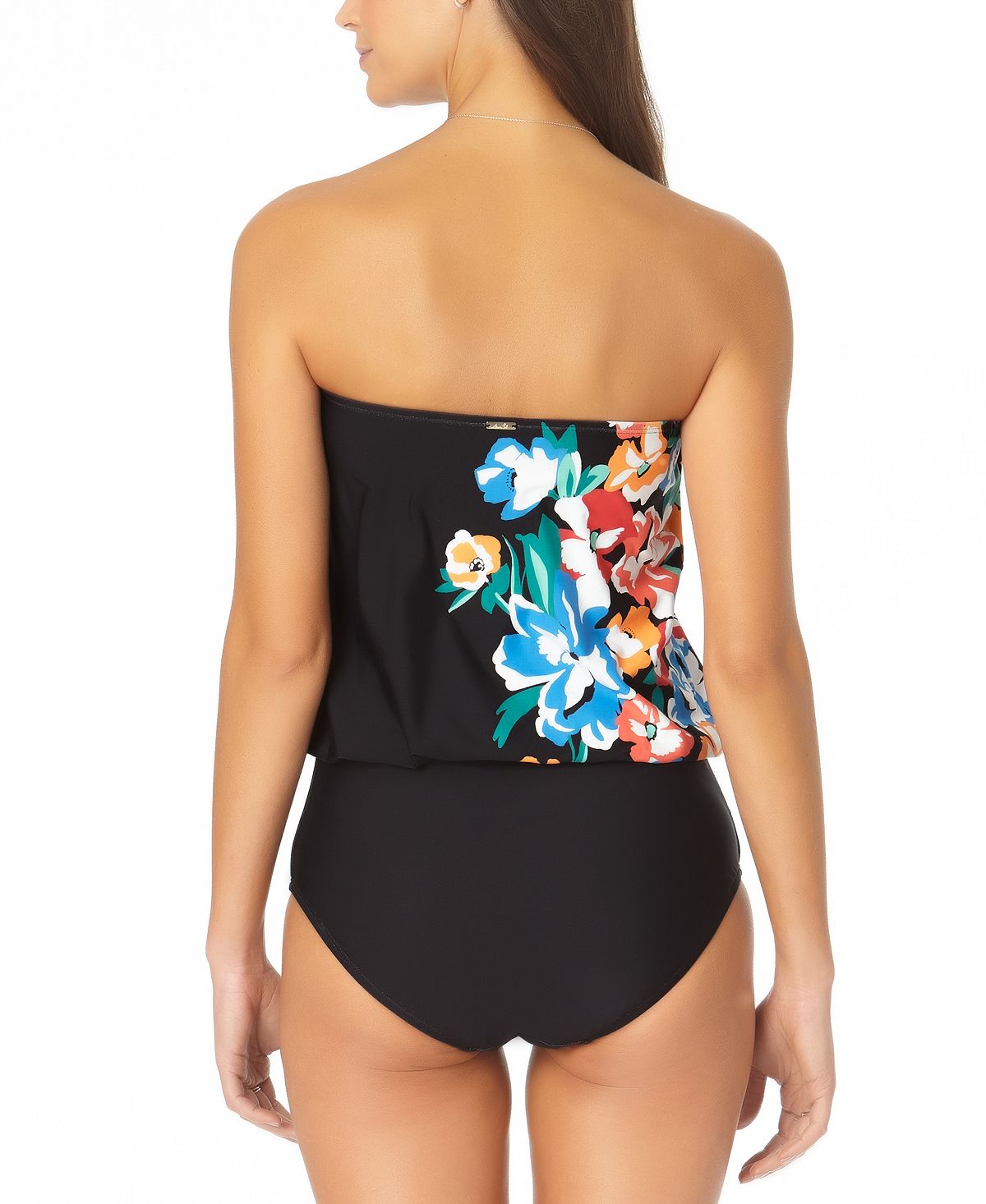 Blusa feminina Anne Cole Signature Summer Bunches preta tamanho 10