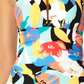 Maiô feminino Anne Cole estampado com gola alta, branco e multicolorido